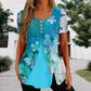 Women's Casual Floral Print Blouse - Short Sleeve & Round Neck