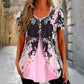 Women's Casual Floral Print Blouse - Short Sleeve & Round Neck