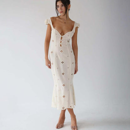 White Stunning Ripped Dress