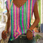 Women's Striped Print Sleeveless V Neck Tank Top