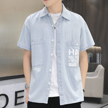 DENIM CASUAL SHORT SLEEVE SHIRTS