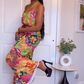 Colorful Palazzo Pants Blouse Set