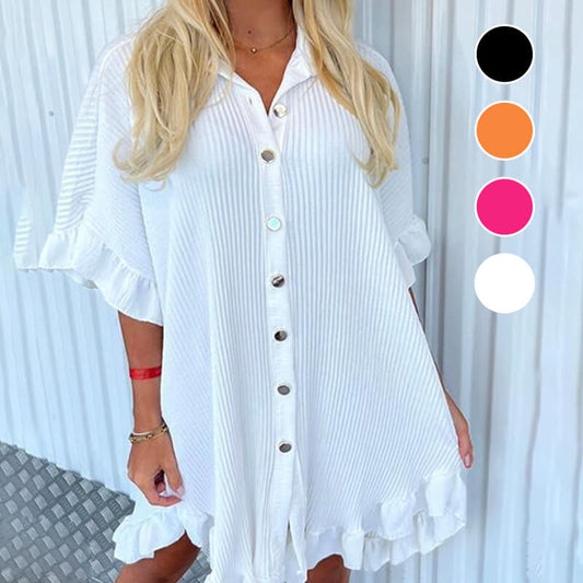 RUFFLE SLEEVES SHIRT DRESS