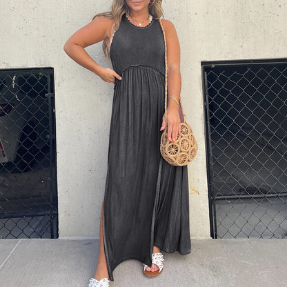 Slit Casual Simple Loose Maxi Dress