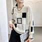 Women's Color Block Plaid Print Knitted Pullover Sweaters