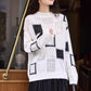 Women's Color Block Plaid Print Knitted Pullover Sweaters
