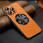Genuine Leather Metal Frame Anti Drop Magnetic Suction Case Cover for iPhone 12-15