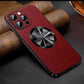 Genuine Leather Metal Frame Anti Drop Magnetic Suction Case Cover for iPhone 12-15