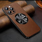 Genuine Leather Metal Frame Anti Drop Magnetic Suction Case Cover for iPhone 12-15