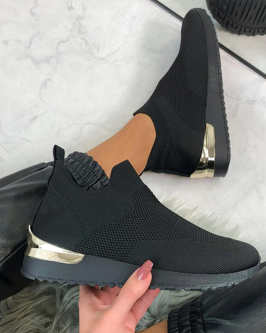Comely Elastic Slip-on Flat Shoes