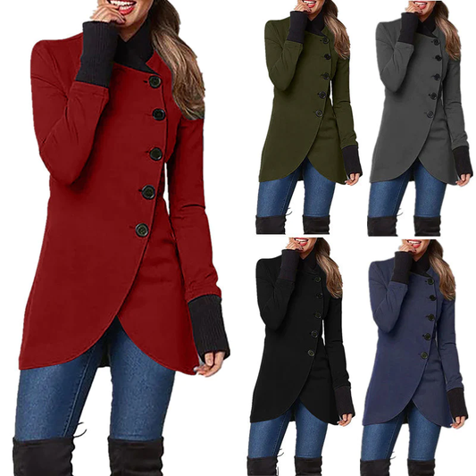 Best Gift for Her - Diagonal Placket Windproof Jacket With Large Buttons