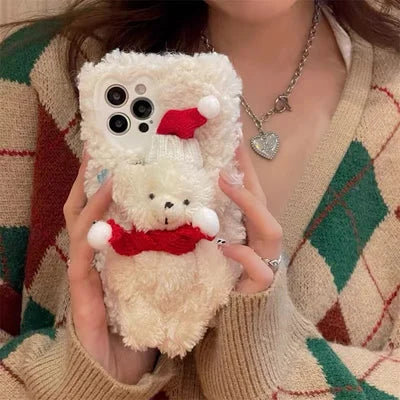 Plush Christmas Bear Phone Case