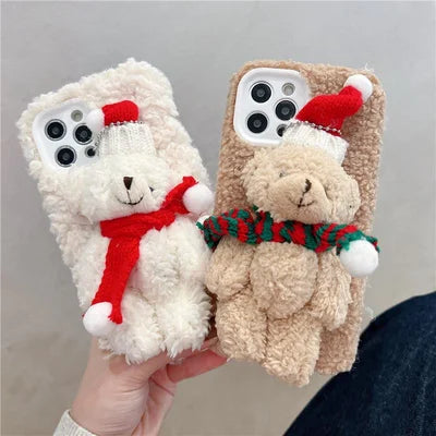 Plush Christmas Bear Phone Case