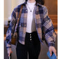 NICE GIFT*Stylish plaid velvet plush shirt jacket