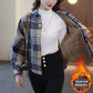 NICE GIFT*Stylish plaid velvet plush shirt jacket