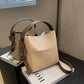 Lettering Faux Leather Bucket Bag