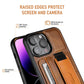 Luxurious Leather Kickstand iPhone Case with Card Slots and Wristband
