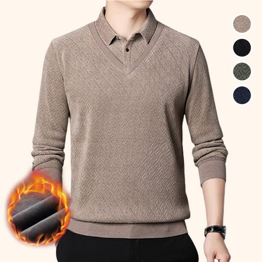 [Men’s Gift] Men's Plush Warm Fake 2-Piece Knitted Shirt