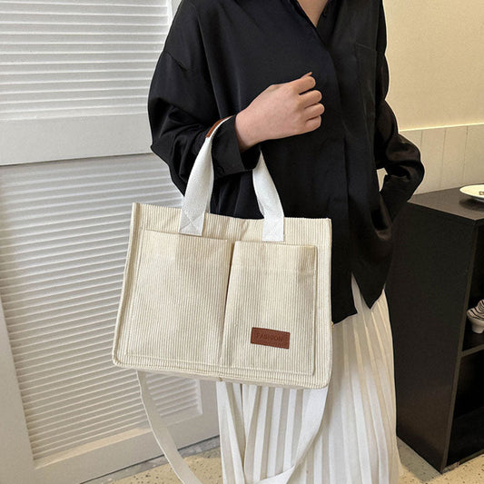 [ideal gift] Corduroy Large Capacity Shoulder & Handbag