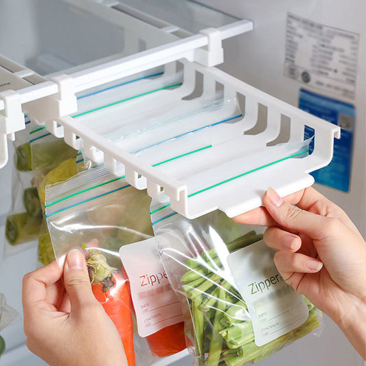 [Practical Gift] Home Hanging Telescopic Rail Storage Rack for Ziplock Bag