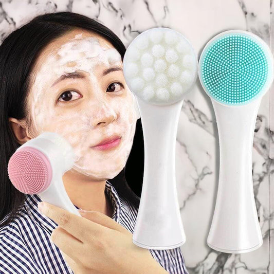 [Best Gift for Her] 2-in-1 Soft Bristles & Silicone Skincare Facial Cleansing Brush