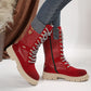 [Best Gift for Her] Fashion Knit Patchwork Round Toe Mid-calf Boots