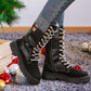 [Best Gift for Her] Fashion Knit Patchwork Round Toe Mid-calf Boots