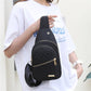 [Exquisite Gift] Multi-Pocket Lightweight Metal Zipper Chest Bag with Data Cable Hole