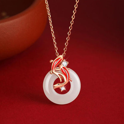 Lucky Koi Hetian Jade Necklace - Best Gift and Wishes for Her