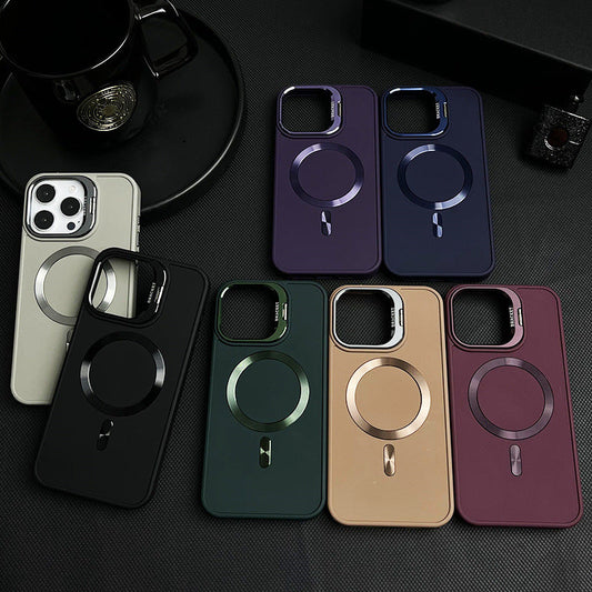 Luxury Lens Magnetic Metal Bracket Case For iPhone