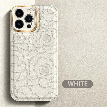 Elegant Camellia Pattern Embossed Phone Case