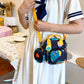 Cartoon Dinosaur & Floral Print Crossbody Bag