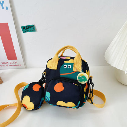 Cartoon Dinosaur & Floral Print Crossbody Bag