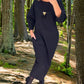 Women's Solid Color Pocket Round Neck Long Sleeve Dress