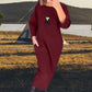 Women's Solid Color Pocket Round Neck Long Sleeve Dress