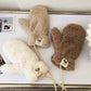 Cozy Bear Plush Warm Gloves with String