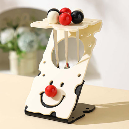 Cute Clown Stainless Fruit Fork Tableware Storage Rack
