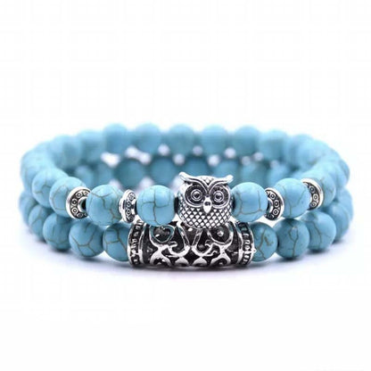 Owl Charm Natural Stone Bracelet