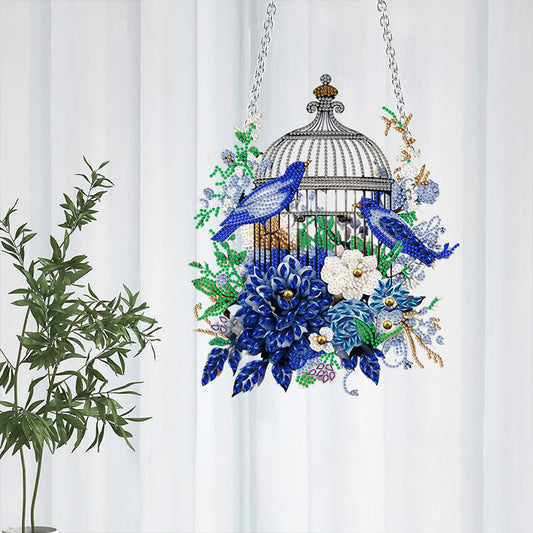 Flower Birdcage Special Shaped Full Rhinestone Art Hanging