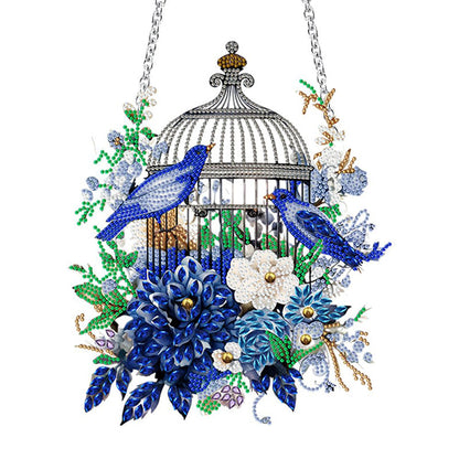 Flower Birdcage Special Shaped Full Rhinestone Art Hanging