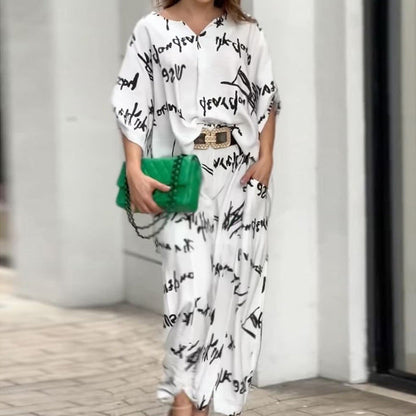 Women's Letter Print Elegant Two-piece Suit
