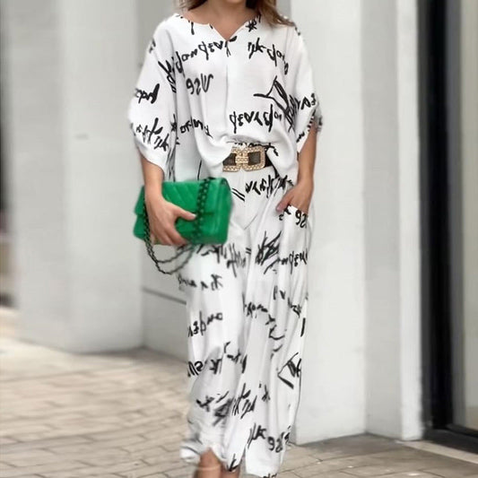 Women's Letter Print Elegant Two-piece Suit