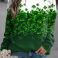 Women's Long Sleeve Clover Crew Neck Casual Top