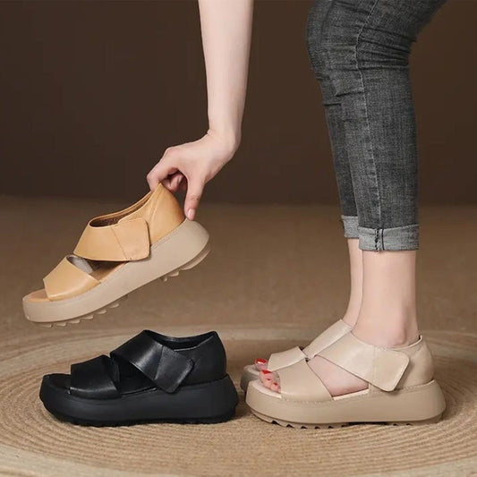 Women's Retro Thick Sole Velcro Sandals