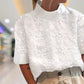 Women's Floral Embroidery Linen Short Sleeve Top