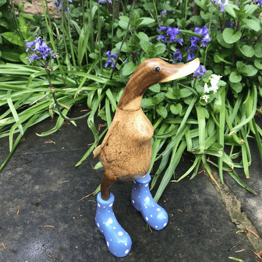 Hand Carved Wellies Duck Family