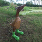 Hand Carved Wellies Duck Family