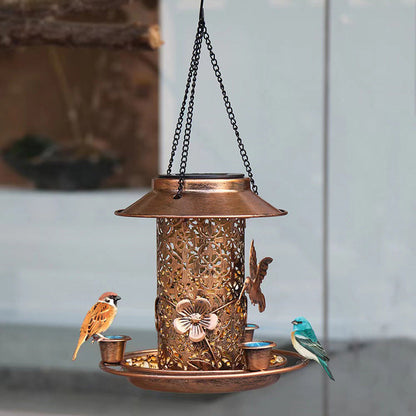 Hanging Metal Solar Bird Feeder for Outdoors