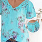 Floral Print Lace V-Neck Women's Top