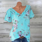 Floral Print Lace V-Neck Women's Top
